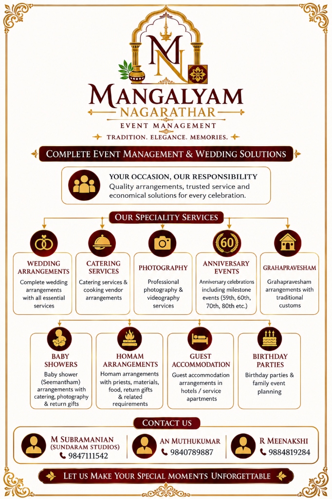 Mangalyam Nagarathar Specialty Services & Complete Event Solutions